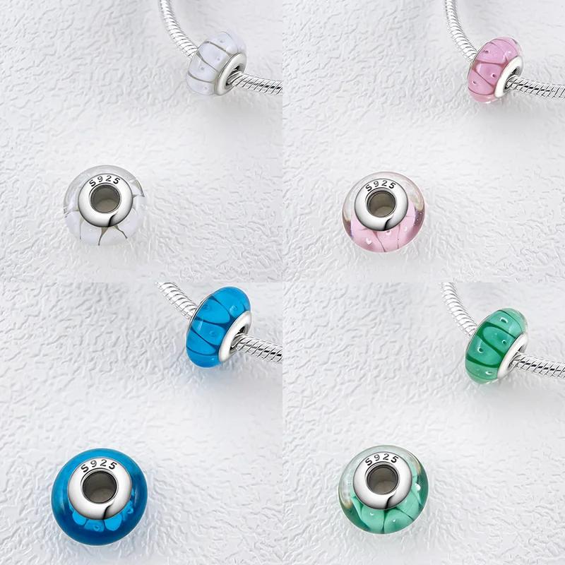 New Arrivals copper Colorful Murano Geometric Line Bead Charms Compatible With Exquisite Authentic Bracelets for Women Jewellery Gifts