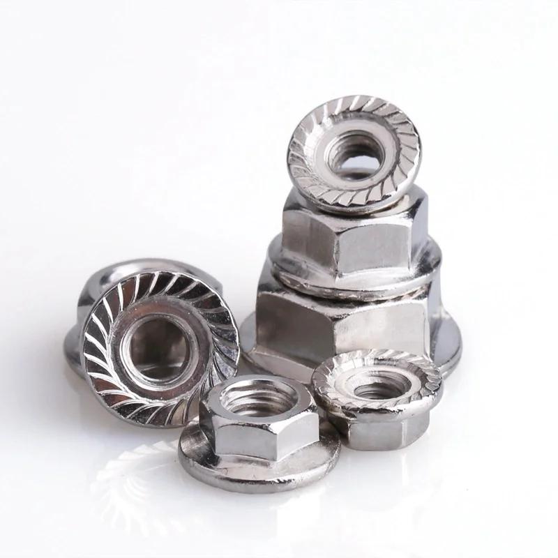 M2 M2.5 M3 M4 M5 M6 M8 M10 M12 M14 M16 M20 316/304 Stainless Steel Carbon Steel Hexagon Flange Nut Hex Lock Nuts With Pad