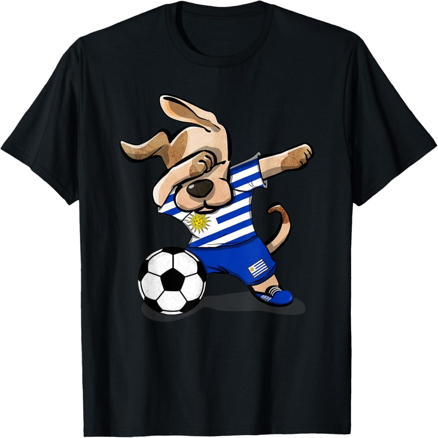 Dabbing Dog Uruguay Soccer Uruguayan Flag Football T-Shirt S