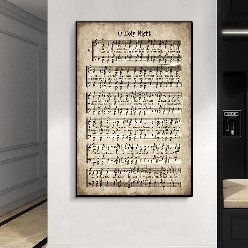 Vintage Christmas Carols Canvas Painting Retro Sheet Music Posters And Prints for Living Room Wall Art Decoration Cuadros