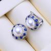 LSOOYH 7-8mm Freshwater Pearl Earrings Silver Color Fashion Cubic Zirconia Clip On Earrings For Women Birthday Gifts