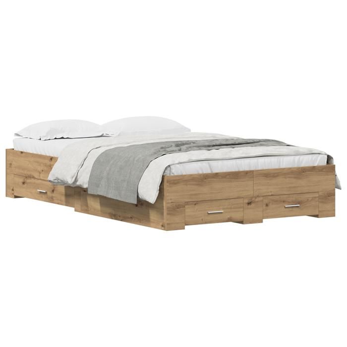 Cadre de lit vidaXL avec tiroirs Chêne Artisan 120x190 cm Bois reconstitué 3333979