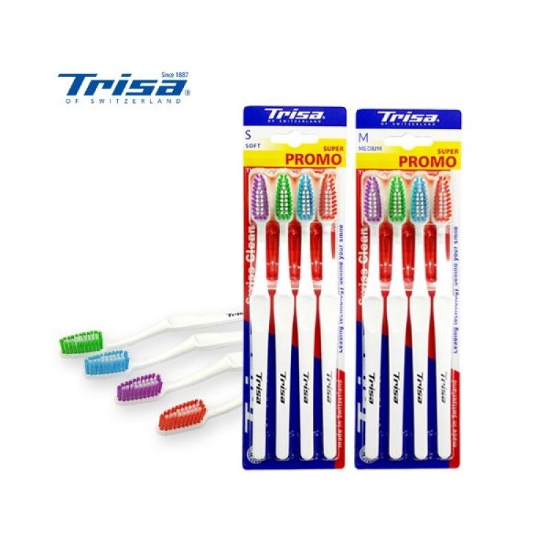 [1388] TRISA Swiss Clean Straight Bristle Toothbrush, 4-Pack SOFT