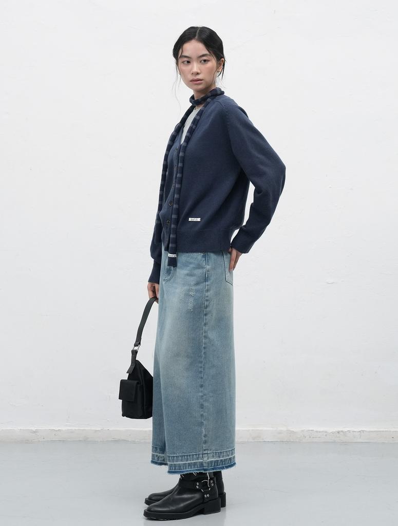 General Idea Washed Denim Long Skirt [Blue] / Wbe3L13508