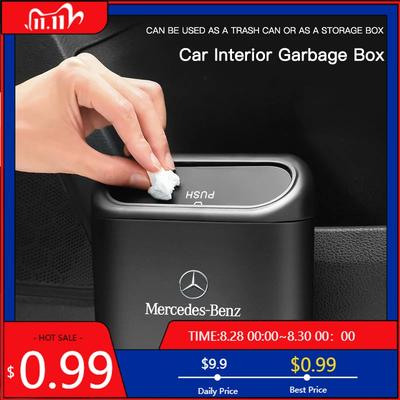 GLC GLB Car Portable Trash Can Auto Logo Sundries Storage Box For Mercedes Benz AMG W204 W205 W203 W211 W212 W213 W201 W210 W12