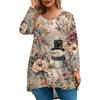Women's Fashionable Casual Long Sleeved Plus Size  Print Top Plus Size Floral Print Top