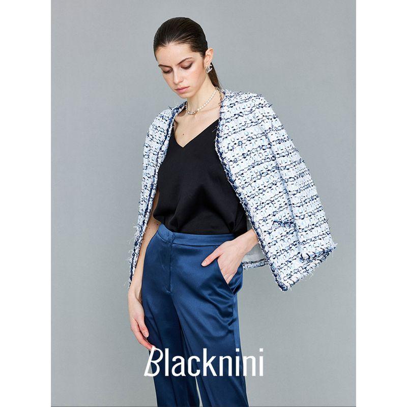 Blacknini Yin Waffle Feather Clothes Yunshang British Lt Xiangxiangyuan Factory Fabric Tweed Outwear/Shorts