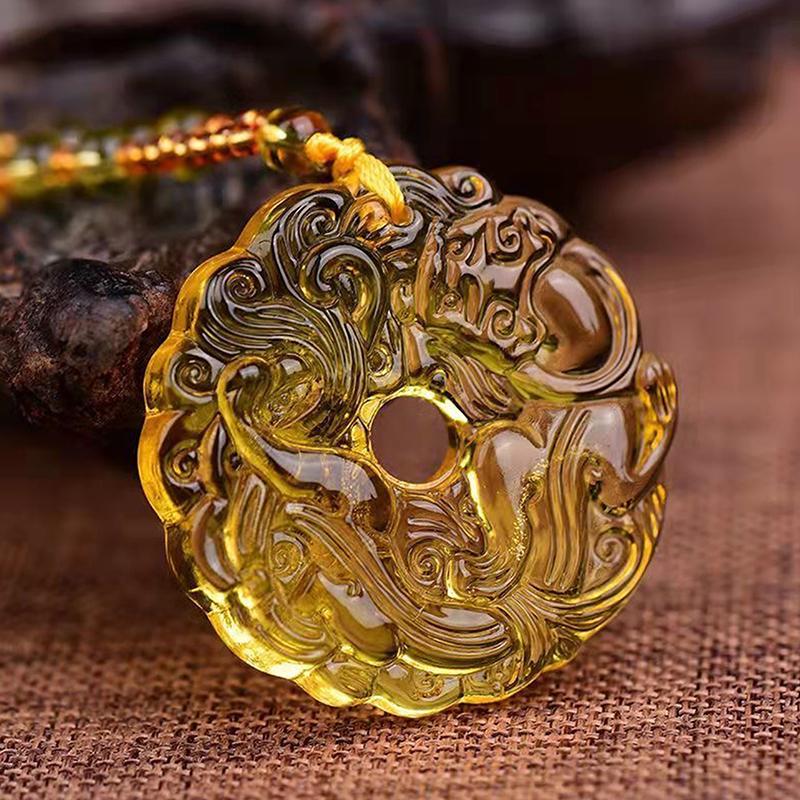 Chinese Amulet Artificial Jade Pixiu Phoenix Buddhist Retro Vintage Pendant Necklace Protect Charm Talisman Powerful Money Wealth Health Luck Jewelry