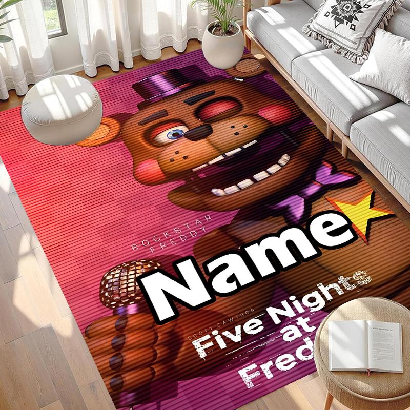 Custom Name Personalized Five Nights at Freddy's Print Carpet, Versatile Home Decor Rug, for Playroom, Apartment, Balcony, Entryway, Hallway Gift