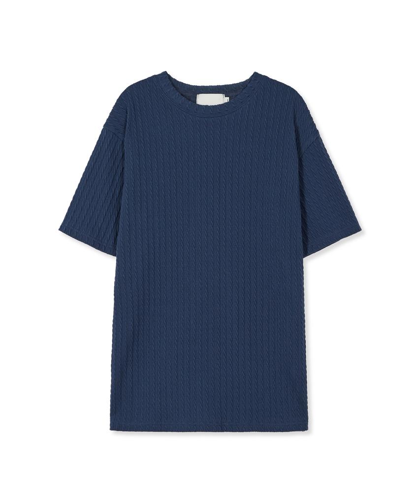 SSY Jacquard Knit Short Sleeve T-Shirt Blue