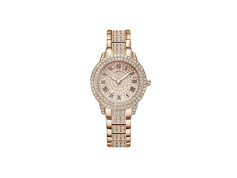 Luxury Diamond-Studded Roman Pattern Ladies Watch and Bracelet Set