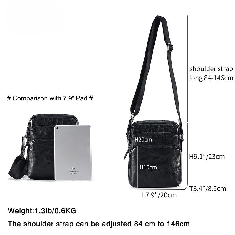 Summer Vegetable Tanned Leather Vintage Men's Shoulder Bag Men's Casual Small Body Bag Men's Genuine Leather Functional Crossbody Bag Men's Bag