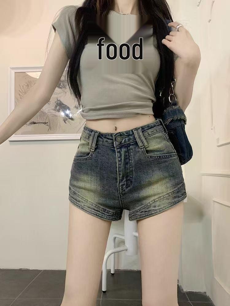 Retro High-Waisted Distressed Denim Shorts for Women - Summer Slim Fit Trendy Hot Pants