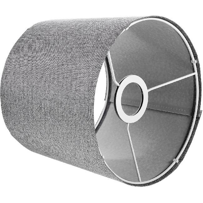 DOITOOL Home Decor Lamp Shade for Table Lamps, Drum Lamp Shade, Replacement Small Natural Linen Lampshades Spider Fitter (Grey) Small White Desk