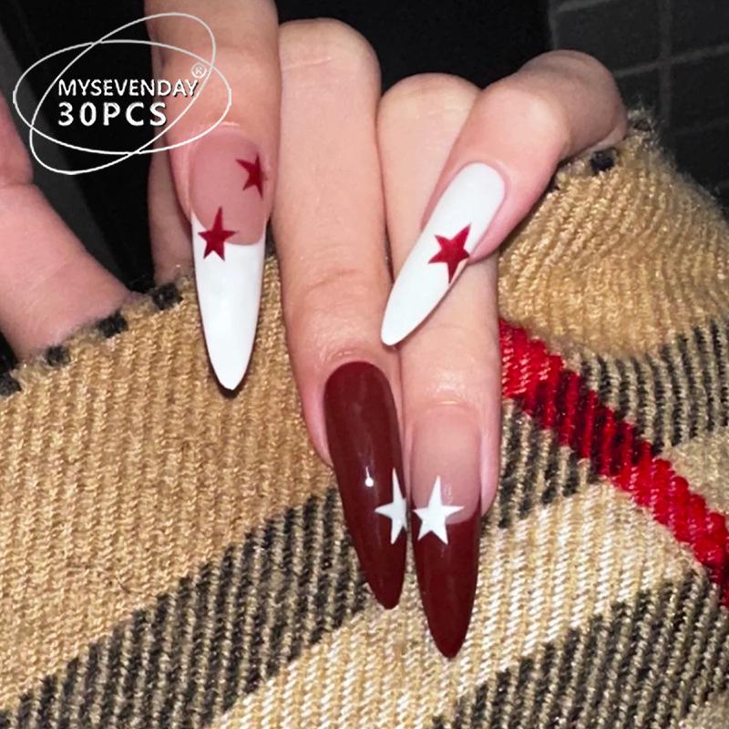 Trendy Wearable Star French Nail Art Stickers - High-End Hot Girl False Nails