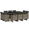 VidaXL 11-piece Garden Dining Set with Cushions, Patio Table and Chair, Patio Furniture 3210668