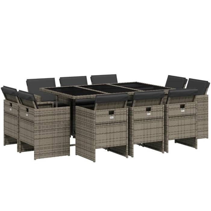 VidaXL 11-piece Garden Dining Set with Cushions, Patio Table and Chair, Patio Furniture 3210668