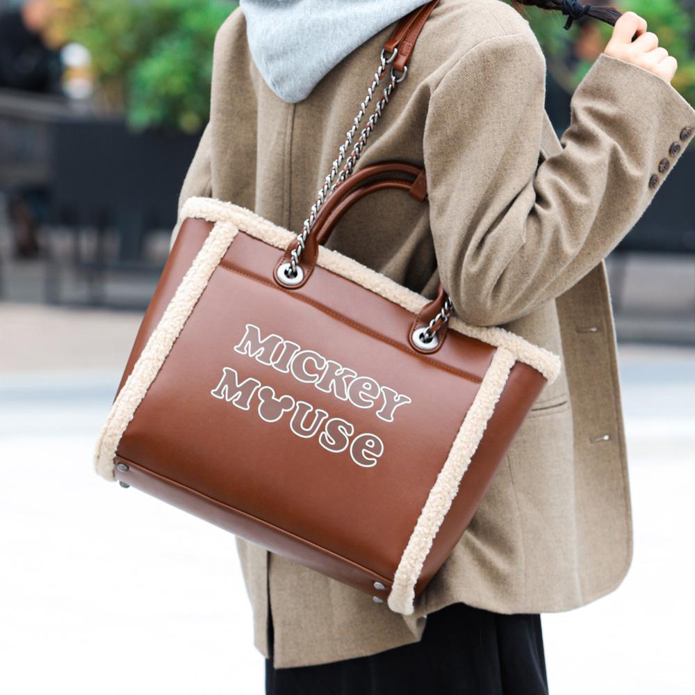 New Disney Mickey Series PU Shoulder Bag, Handbag Regular Women's Brown BMK-72148K