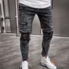 Pantalones de mezclilla elásticos ajustados para hombre Pantalones vaqueros ajustados desgastados desgastados Freyed