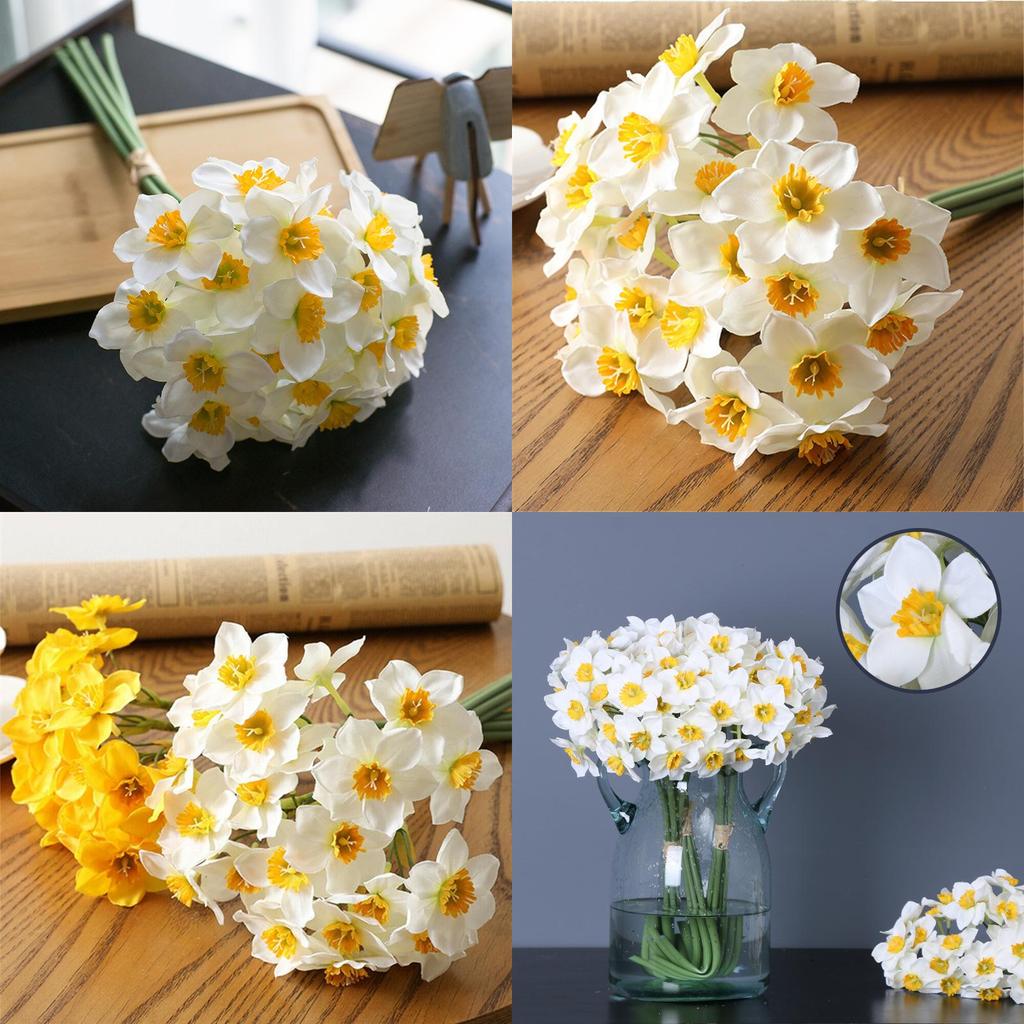 High-quality 6pcs Artificial Narcissus Daffodil Bouquet For Chic Decorations