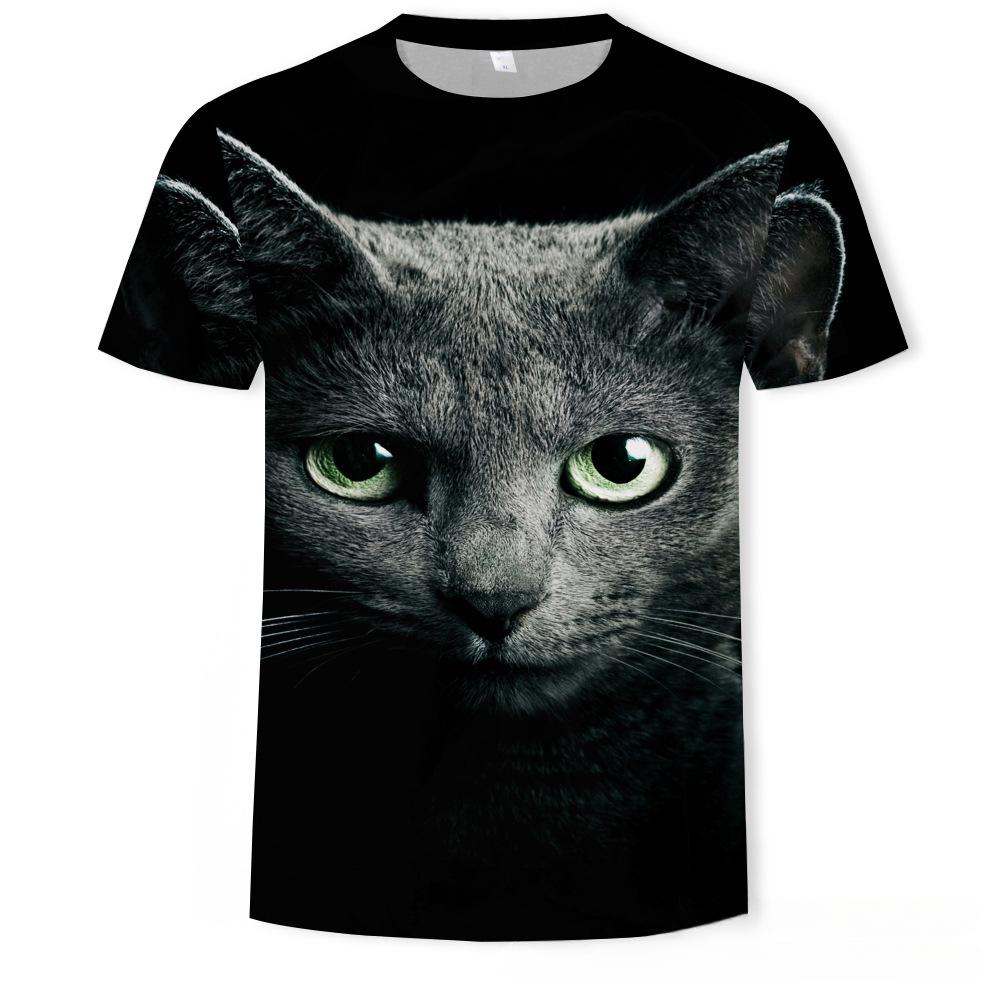 Summer Round Neck 3D Cute Cat Print Top Fashionable Casual Short Sleeved Men's T-shirts