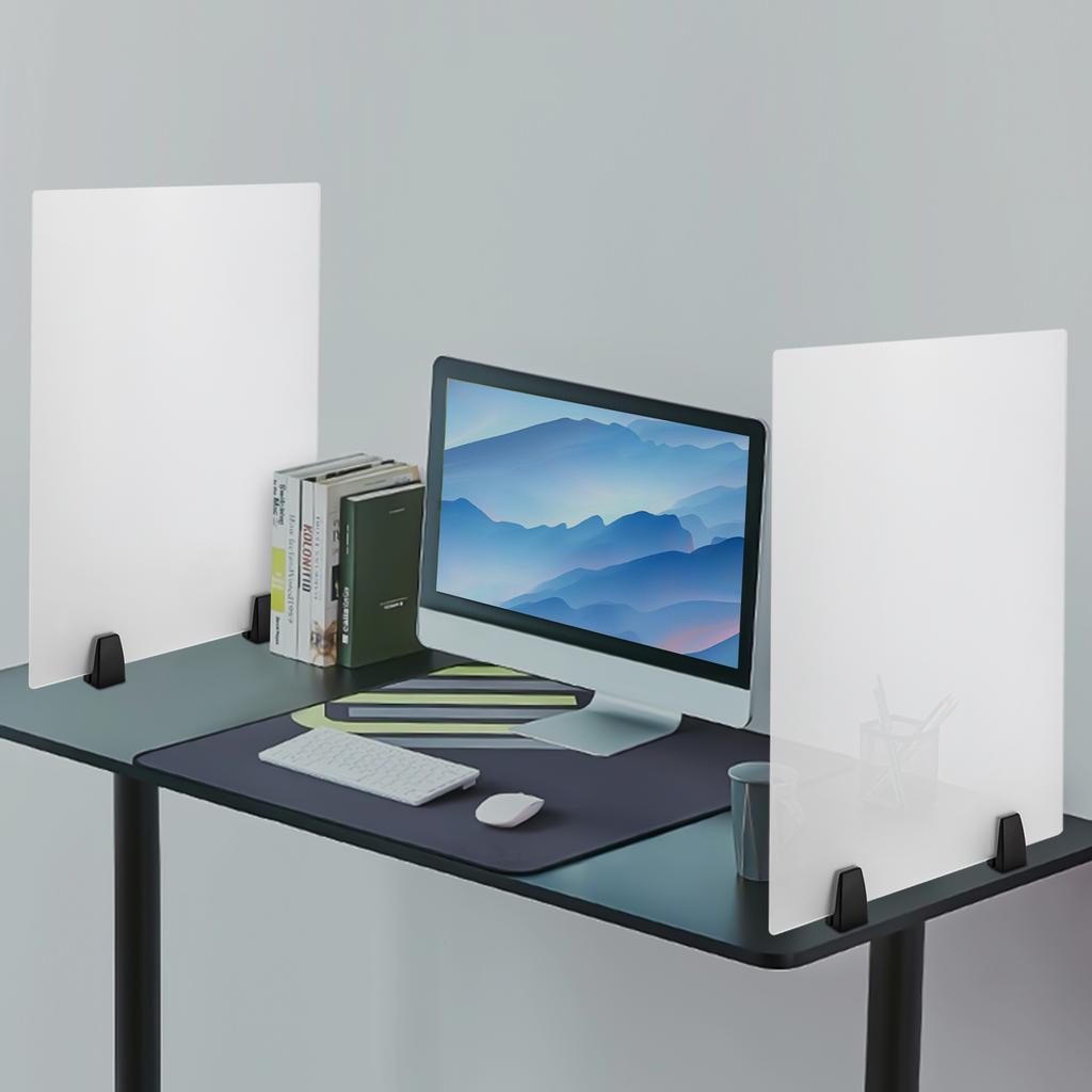 Frosted Acrylic Divider Panel 24x18 Inch - 2 Pack, Clamp-On Office Privacy Screen, Non-Glare Desk Partition, Workspace Separator
