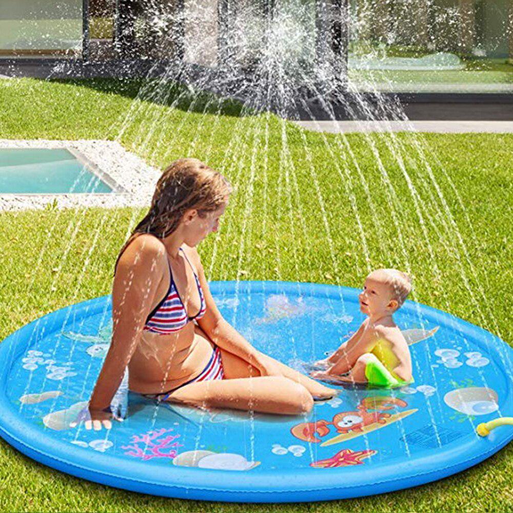 170CM Babyleksaker Vattenmatta Barnmatta Sommarstrand Uppblåsbar Spray Vattenkudde Utomhus Gräsmatta Baby Lekmatta Spel Lekmatta