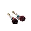 Elegant Wine Red Rose Seashell Earrings