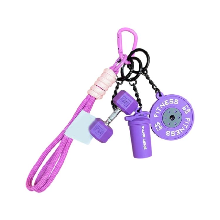 Simulated Workout Gear Keyring Detachable Barbell Charm Soft Silicone Design For Keys And Backpacks