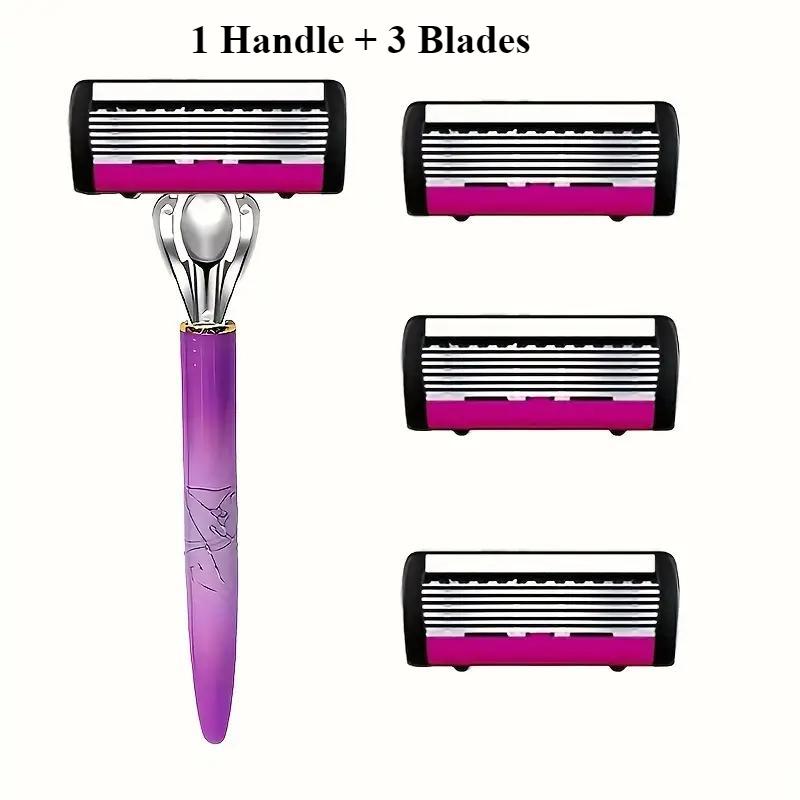 Rasoir à lame 6 couches pour femme, rasage en douceur pour les jambes, les aisselles, outil d'épilation manuelle en acier inoxydable, sans parfum, accessoire de beauté essentiel