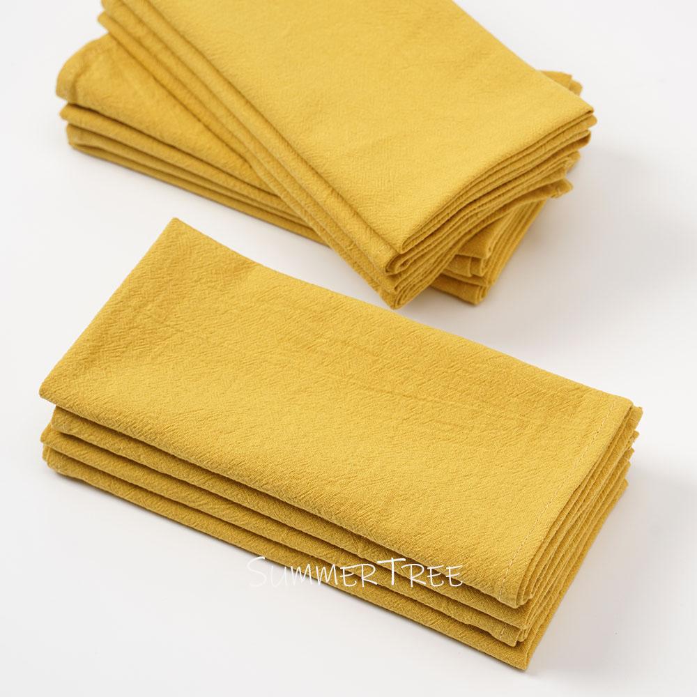 12 Stück 40x40cm Gewaschene Baumwolle Einfarbig Stoff Servietten Vintage Weich Langlebig Geschirrtücher Tischsets für Zuhause Küche Hochzeit Tischdekoration