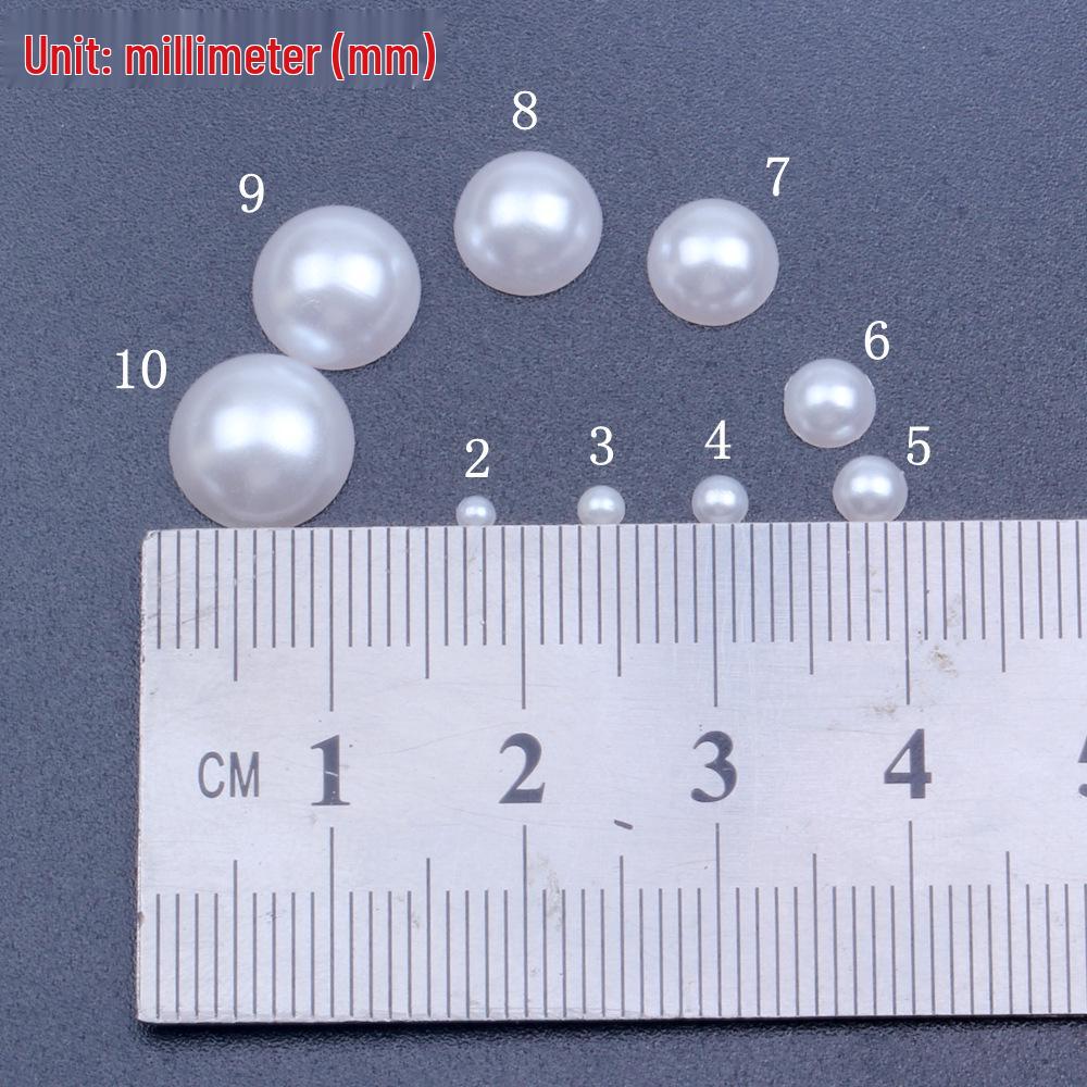 500 Pieces Pure White 2-10mm Flatback Semi-Round Pearl Beads for DIY & Crafts