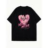 Oversized T Shirt Black Heart Graphic With Text Into Another Romantic Quote Print Casual Wear For Women Streetwear Fashion Top