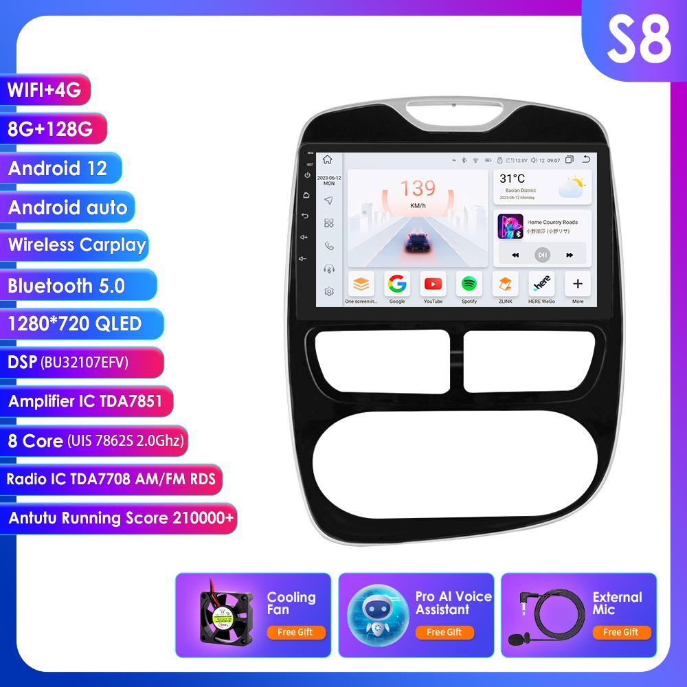 Hizpo 8+128G Wireless Carplay 4G-LTE 2din Android Autoradio for Renault Clio 4 2012-2016 Car Multimedia Stereo GPS Navi Audio Intelligent Video BT