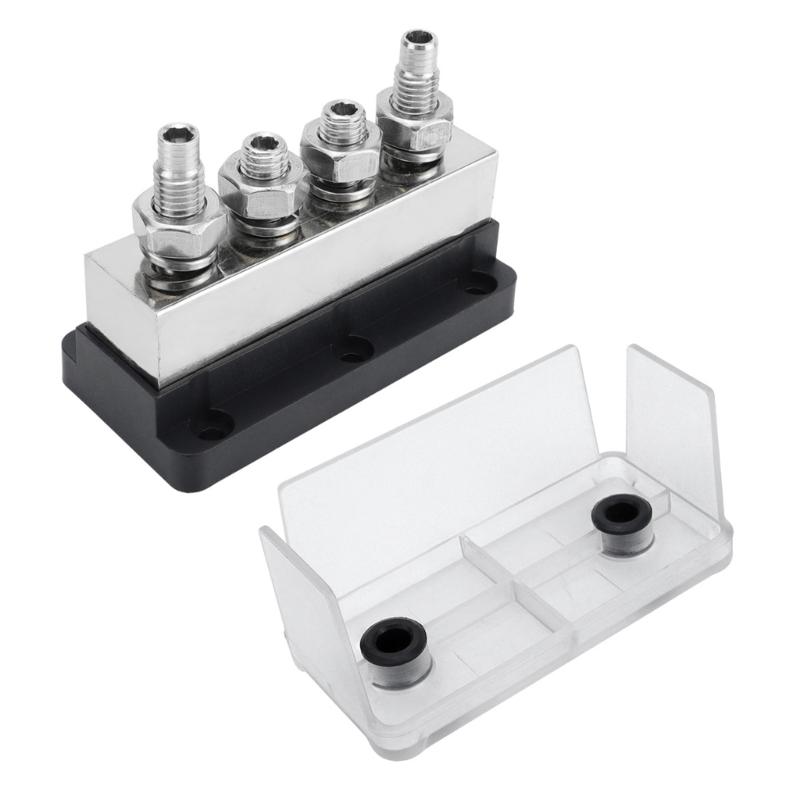 600A Power Distribution Block with Nickel Plated Copper Bus Bar and 4 Studs for Solar and Motorhomes Heavy Equipment Use