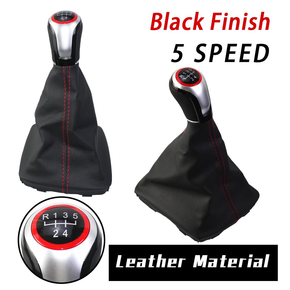

New Product Car Accessories For SEAT Leon III 3 MK3 2012 -2017 Car Accessories 5 Speed MT Lever Change Knob With Red Stitching