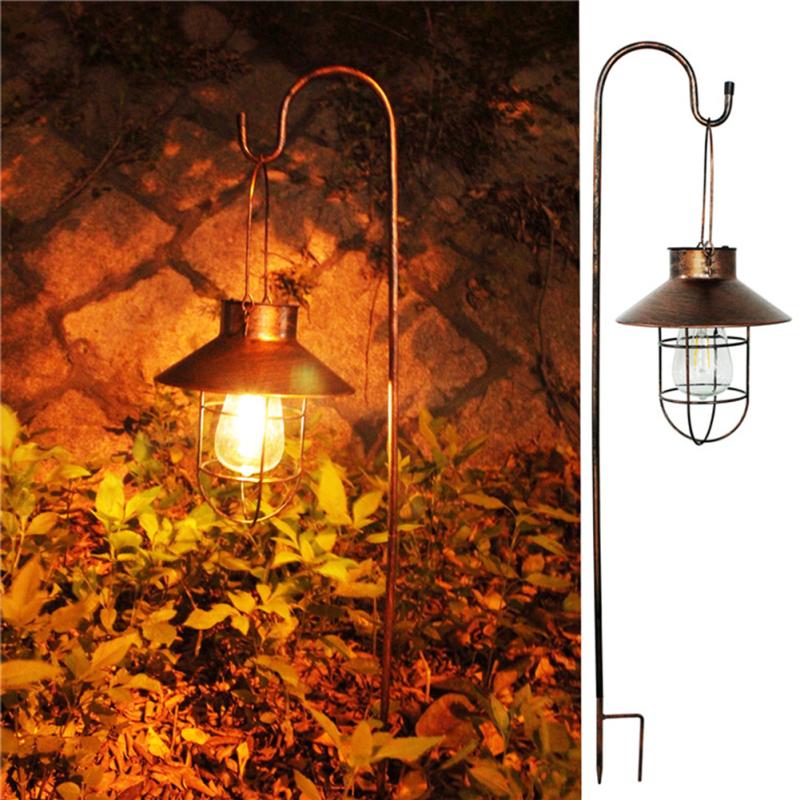 Retro Hanging Solar Lamp Outdoor Waterproof Tungsten Bulb Decorative Light For Garden Patio Yard