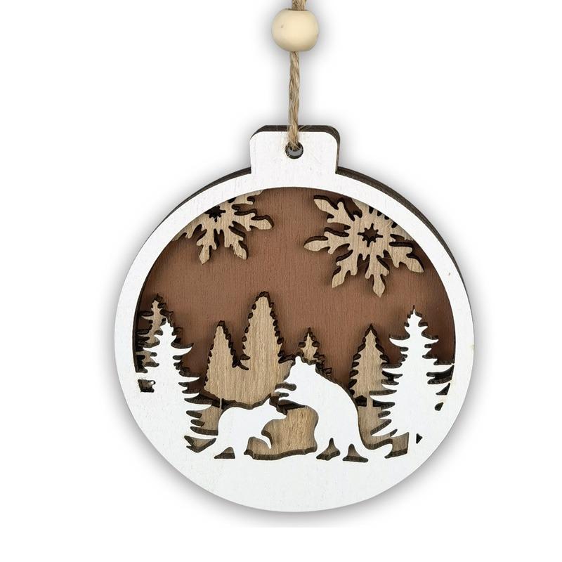 Noel Ahşap Kolye 3D Geyik Noel Baba Ağacı Asılı Süsler Noel Dekor