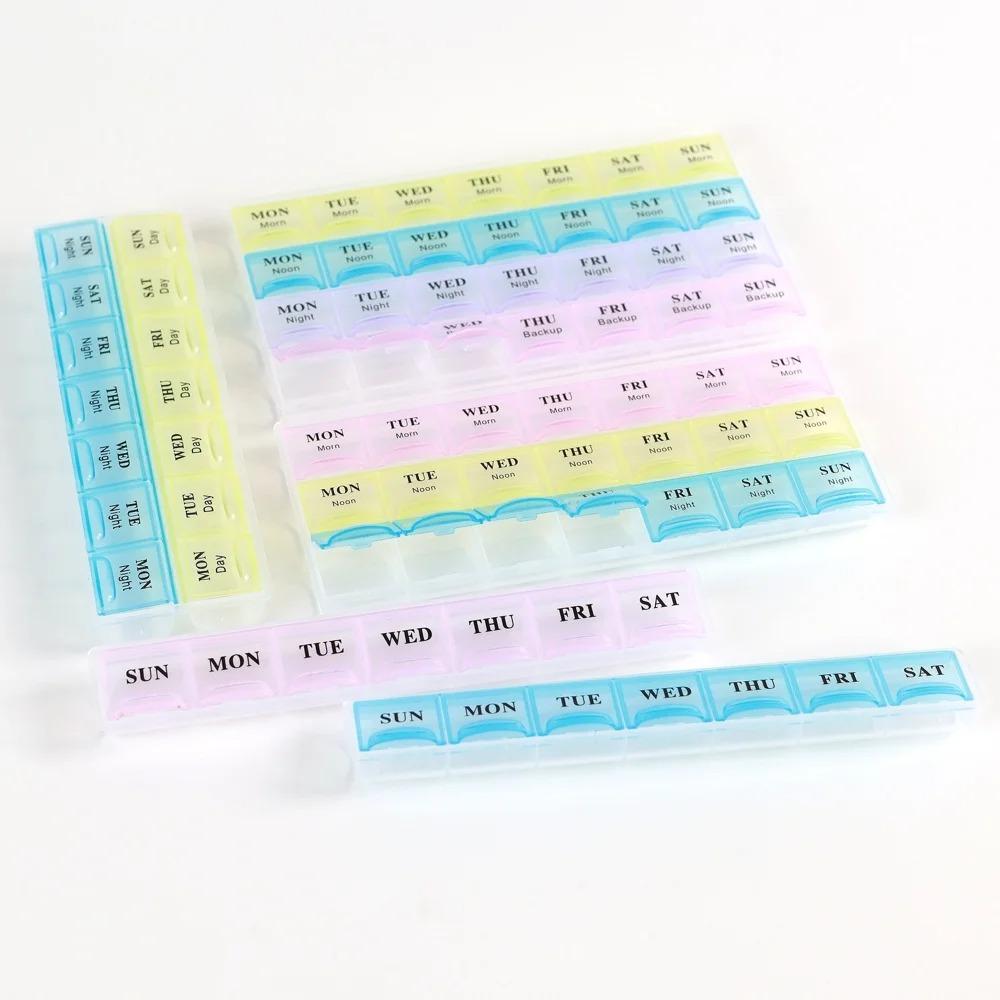 Portable Travel Pill Box Cases Organizer 7 Days 21 Grids 3 Times One Day with Large Compartments for Vitamins Medicine Fish Oils