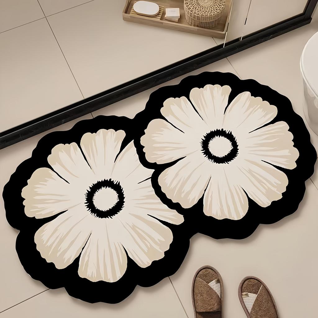 1pc Flower Diatomite Bath Mat - Super Absorbent, Quick-Dry, Anti-Slip, Decorative Shower Rug, Easy To Clean, Strong Adsorption