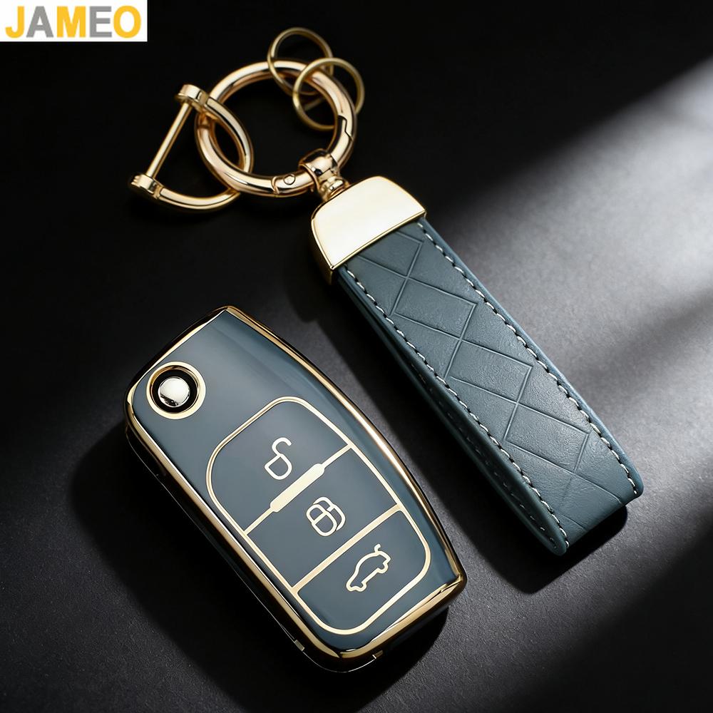 Car Key Case For Ford Focus 2 3 Mk3 Mk4 Fiesta Puma Mondeo Mk5 Mk4 Explorer Ecosport Kuga C Max Bronco Mustang Key Cover Keyring