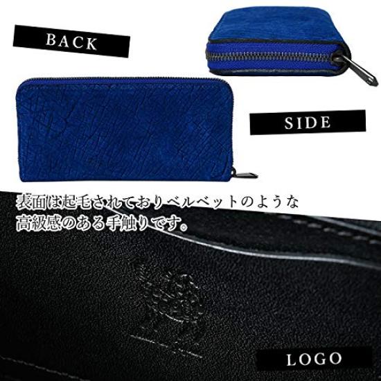 ZOO Made In Japan Hippopotamus Leather Long Wallet with Men's Zipper, Gray, ZLW-103