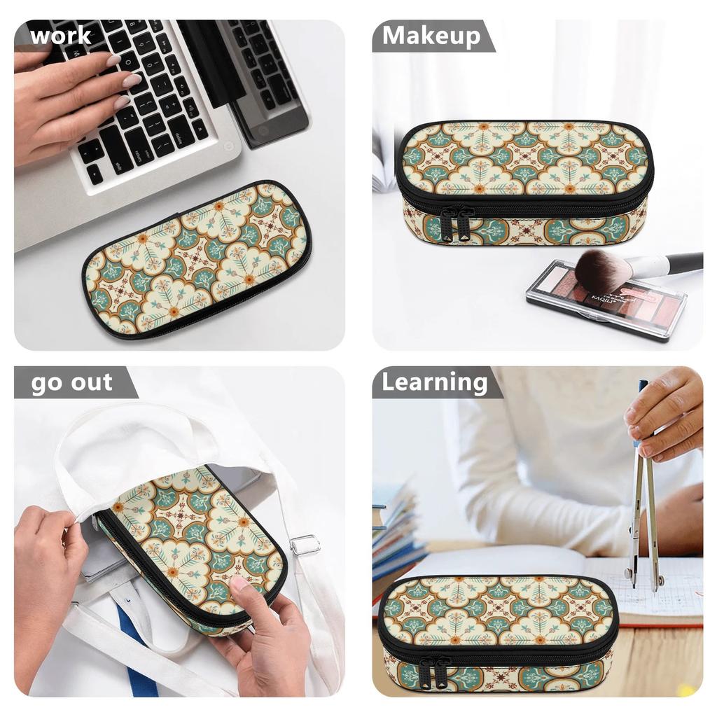 Pen Case Secure Zipper Closure Roomy Interior 300D Polyester with Main Compartment Mesh Pocket and Pen Slots for School and Study