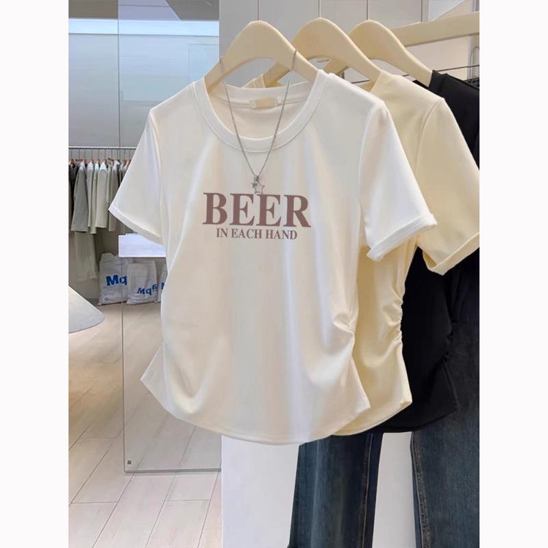 

Women s Autumn 2025 Pure Cotton Plus Size Fashion Tee - Short Sleeve Loose Fit Top L [55-60 kg]