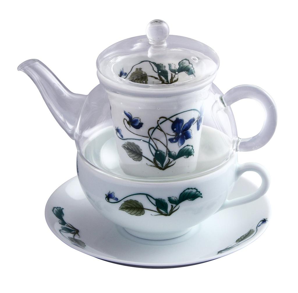 Toyo Ceramics Arita Ware Celand Glass Tea for One, Violet, TFO-003