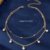 Vintage Gold Color Double Layered Necklaces for Women Delicate Crystal Metal Long Tassel Beads Chain Choker Party Jewelry Gifts