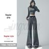 2026 Spring/Summer Women's High-Waisted Woolen Flare Pants - Floor-Length, Plus Velvet, Casual Wide-Leg