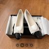 Flat bottomed single shoe women's shallow mouth round toe French bow color blocked ballet women's shoes