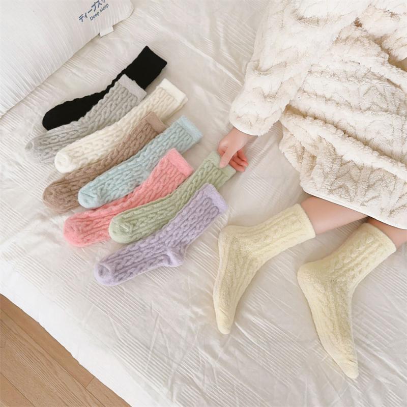 1/3/5PAIRS Winter Socks Thicken Wear-resistant -calf Socks Anti-slip Long Cotton Socks Coral Fleece Soft Cotton Socks