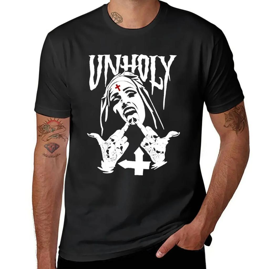 Unholy Satanic Nun Tattoos T-Shirt hippie clothes new edition heavyweight t shirts for men